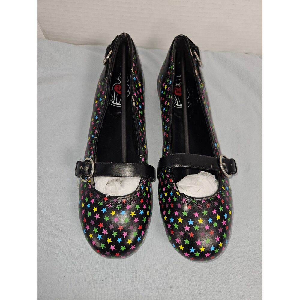 T.U.K. Multi-Color Rainbow Star Mary Jane Ballet Flats Women's Sz 10 NWOT/Flaws
